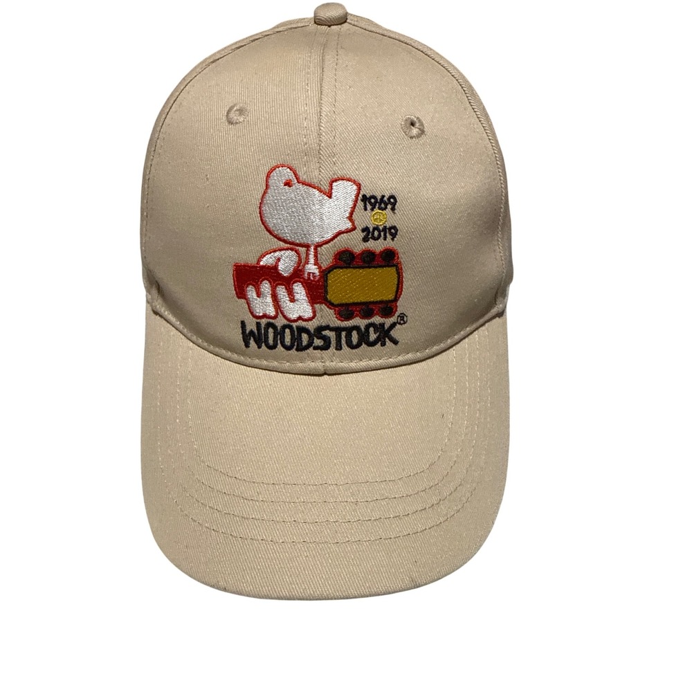 Woodstock 50th Anniversary 1969-2019 Embroidered Tan Baseball Cap Hat OSFA